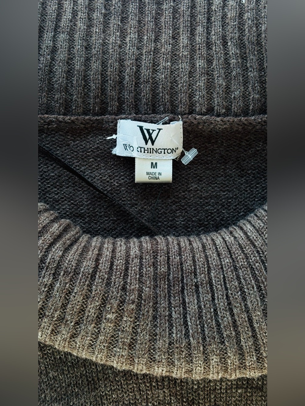 Worthington brown cowl neck short-sleeve sweater. - Picture 8 of 11